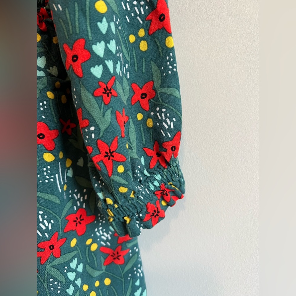 Hanna Andersson Girls Floral Smocked Long Sleeve Dress 120 6-7 — image 6 of 8